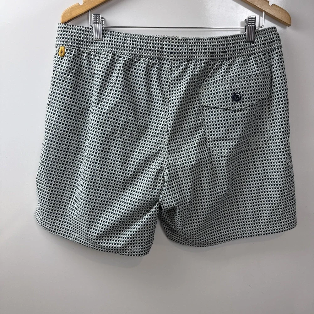 J by J.Crew Flex Swimwear Trunks Drawstring Mesh Lined Geometric Pattern Men's L